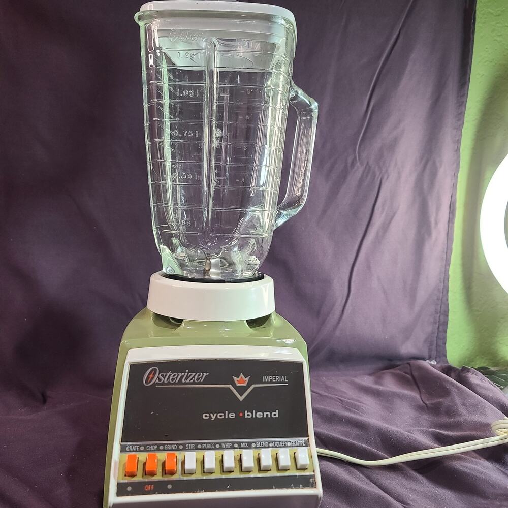 Vintage Osterizer Blender Cycle Blend 10 Model 643 Avocado Green Movie EXCELLENT